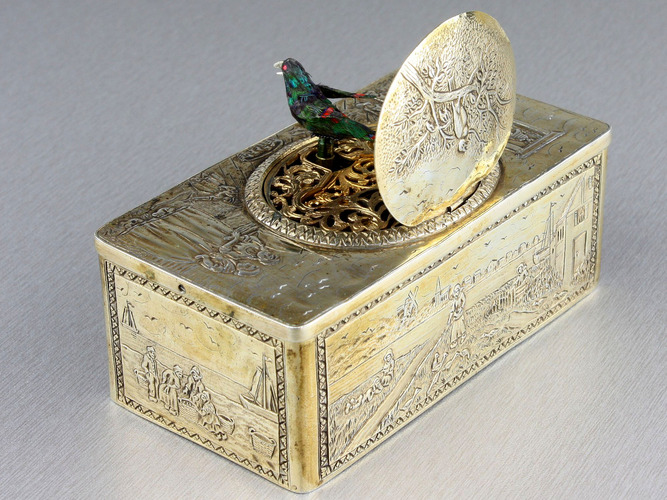 Silver-gilt singing bird box, by Karl Griesbaum