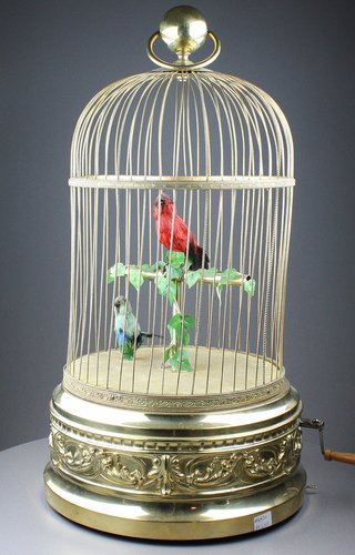 Antique Double singing birds-in-cage, most probably Bontems