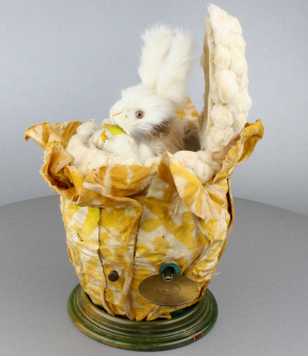 Antique rabbit-in-cauliflower musical automaton, by Roullet & Decamps