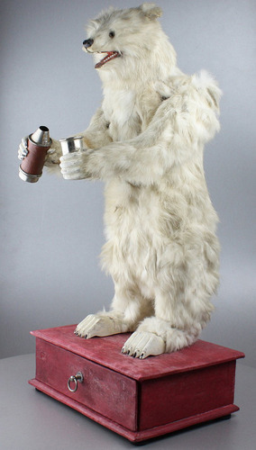 Antique drinking polar bear musical automaton, by Roullet & Decamps