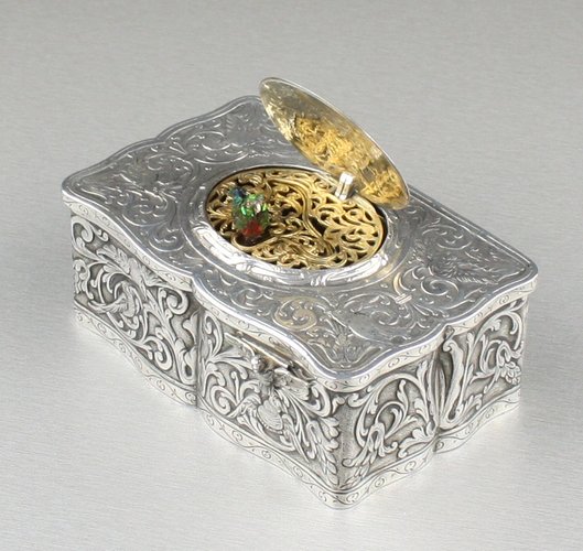 Silver singing bird box, by Karl Griesbaum