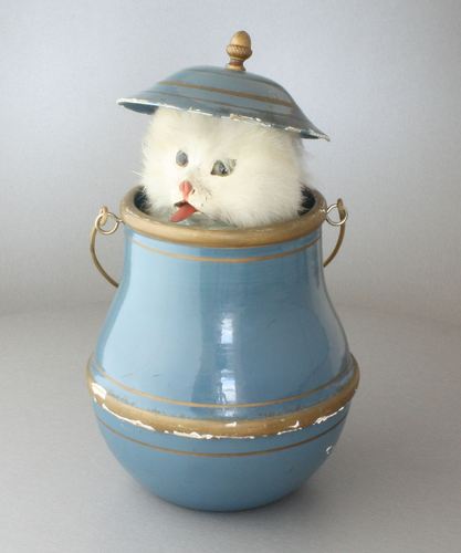 Antique Cat in-Lidded-Pot automaton, by Roullet & Decamps