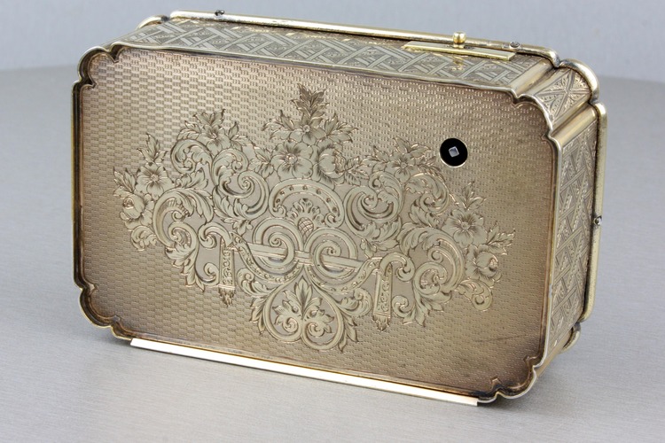 Antique silver-gilt and enamel singing bird box, by Charles Bruguier