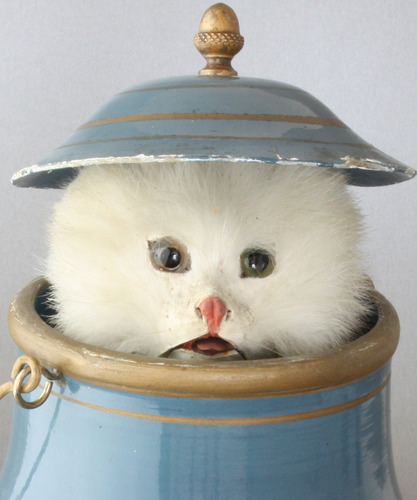 Antique Cat in-Lidded-Pot automaton, by Roullet & Decamps