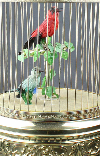 Antique Double singing birds-in-cage, most probably Bontems