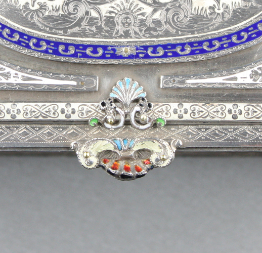 Antique Silver and enamel musical casket