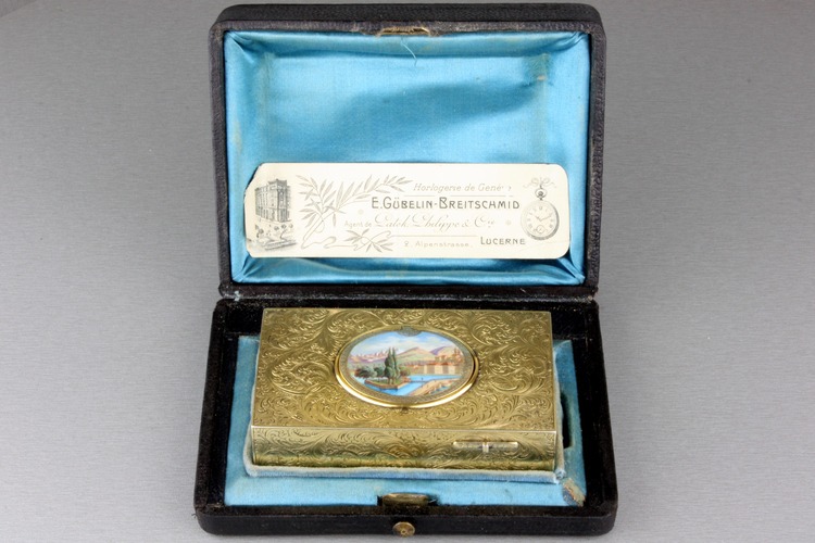 Antique silver-gilt and pictorial enamel singing bird box, by Rochat