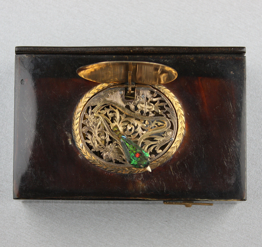 Antique Tortoiseshell and gilt metal singing bird box, by Bontems