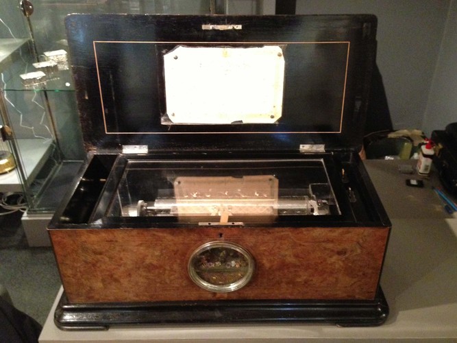 Antique 'Mandoline-Zither' and automaton bird cylinder musical box, by Karrer