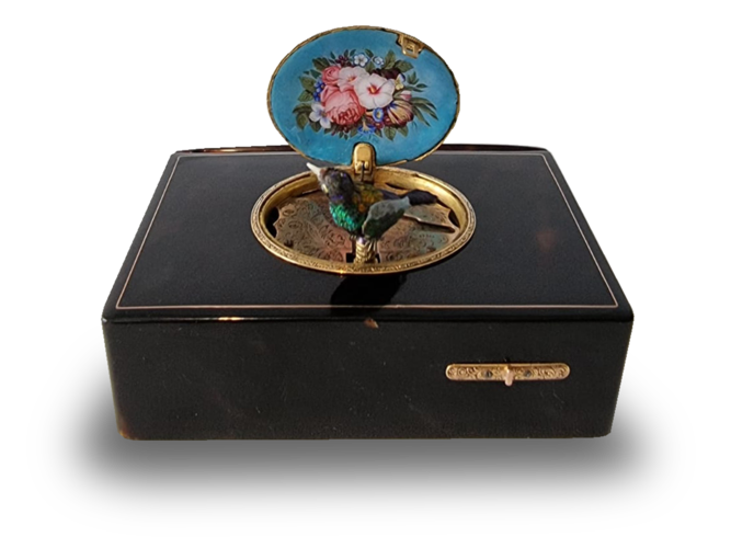 Gold and Tortoiseshell Singing Bird Box by Rochat