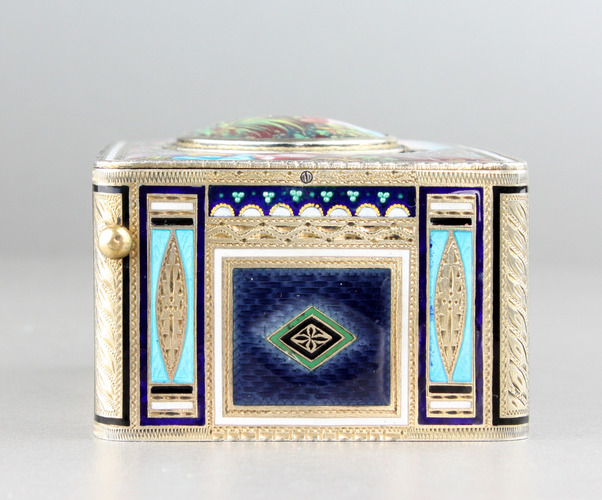 Silver and enamel Singing Bird Box by Karl Griesbaum 