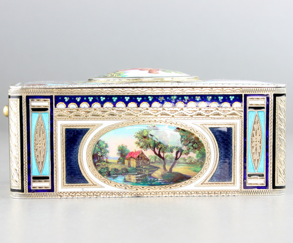 Silver and enamel Singing Bird Box by Karl Griesbaum 