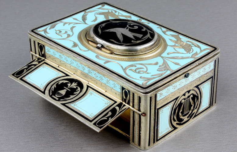 Vintage silver-gilt and two-tone enamelled singing bird box, by Karl Griesbaum