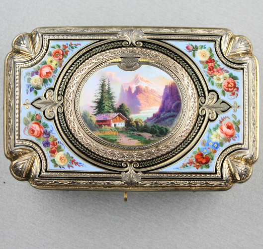 Antique silver-gilt and enamel singing bird box, by Charles Bruguier